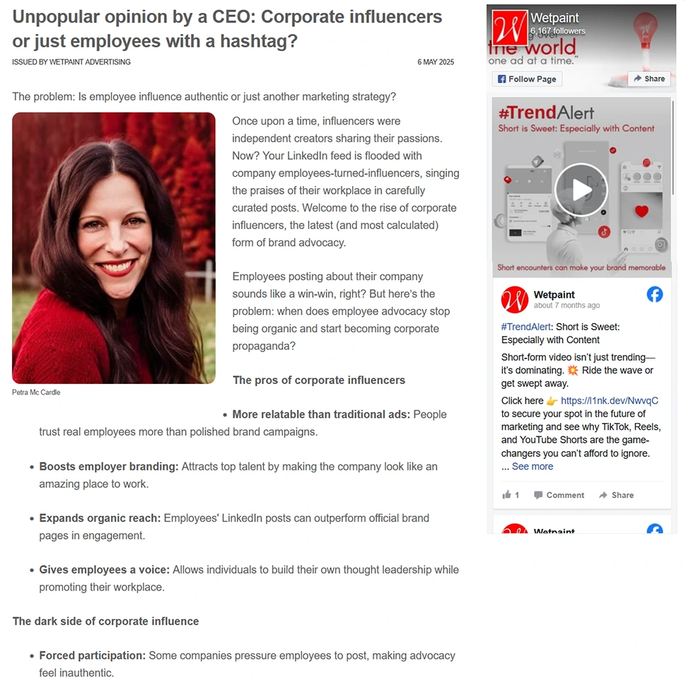 Corporate influencers